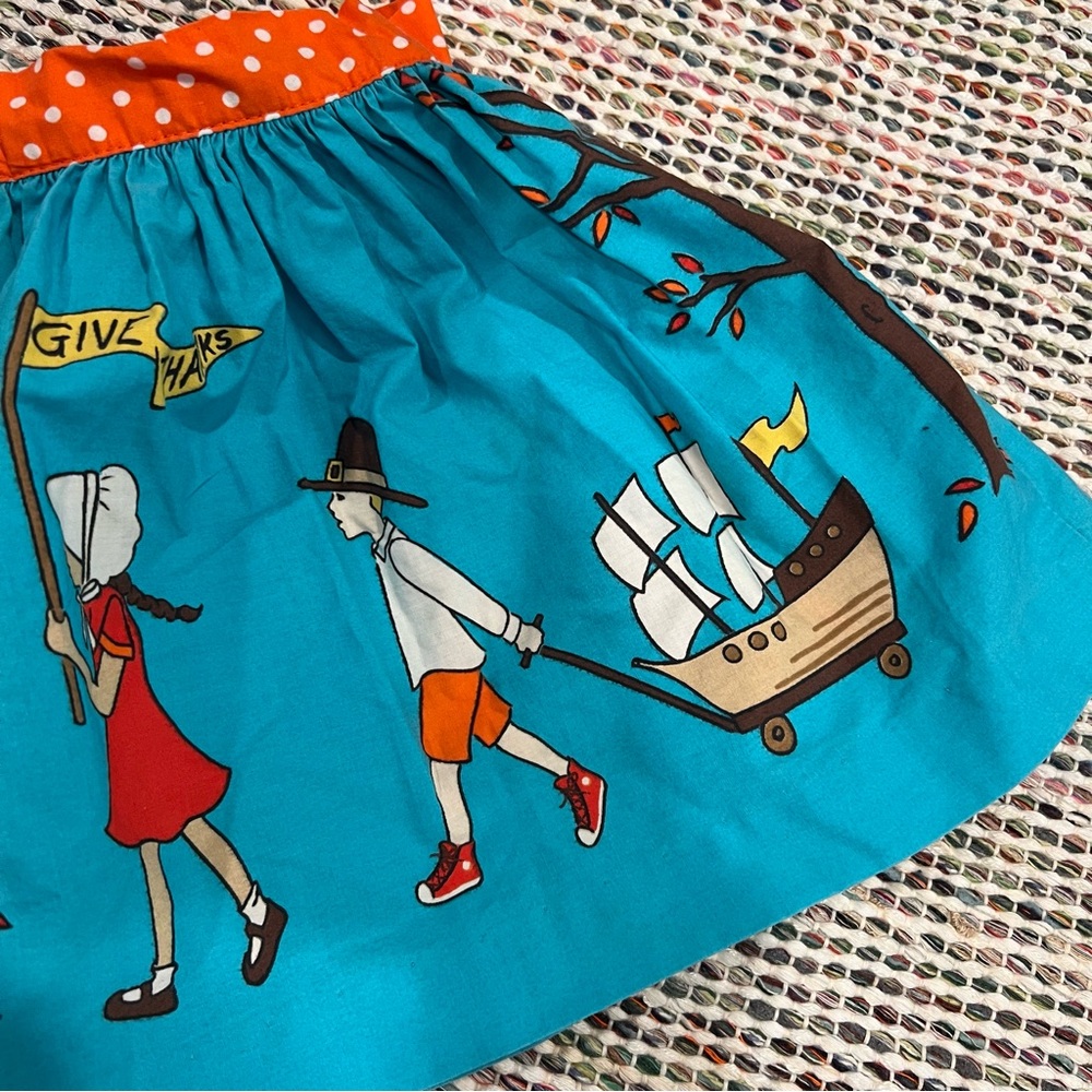 ELEANOR ROSE Thanksgiving Day Parade Twirl Mandy Skirt Sz 2T Turquoise Orange - Picture 5 of 10